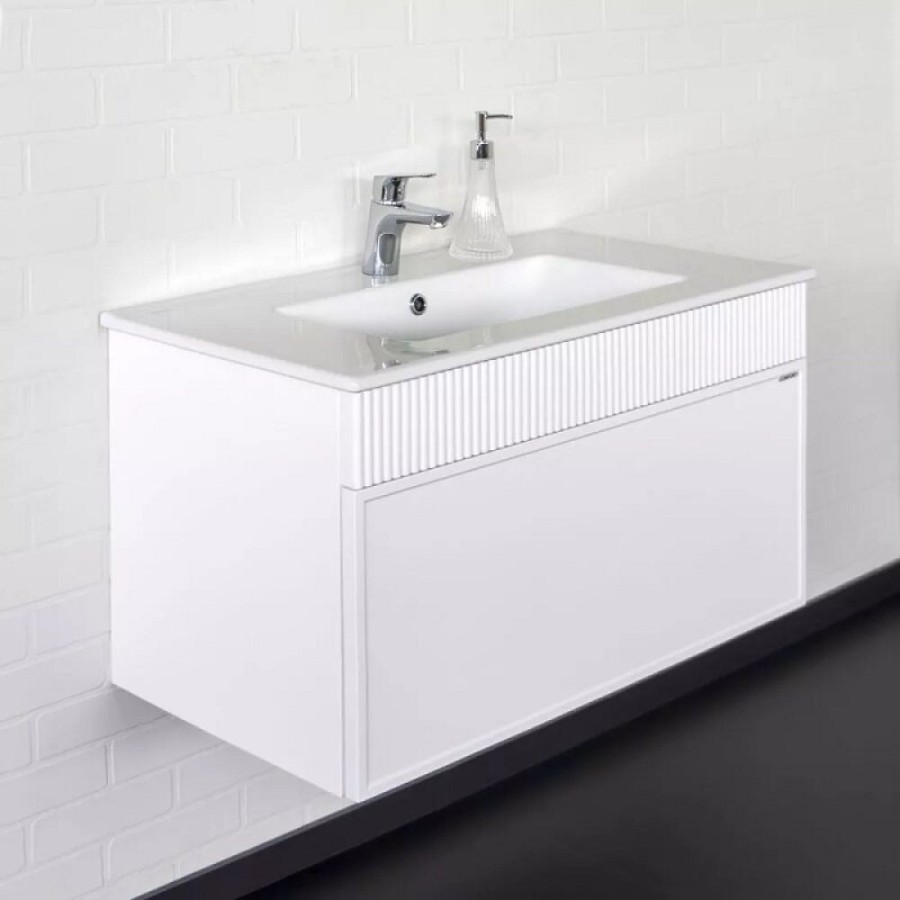 Тумба с раковиной Comfortу Мадрид 00-00017865, 80 см, подвесная, цвет белый матовый