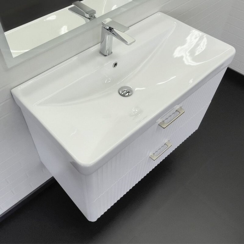 Тумба с раковиной Comforty Ангара 00-00017872, 90 см, подвесная, цвет белый матовый