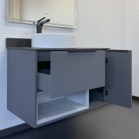 Тумба с раковиной Comfortу Джанкой 00-00017878CF, 90 см, подвесная, цвет антрацит