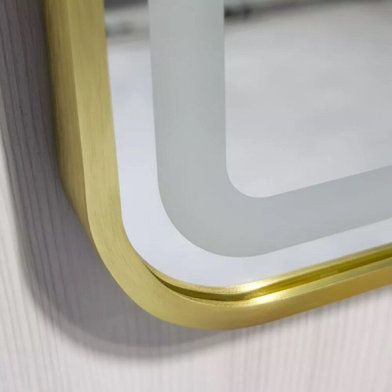 Зеркало Comfortу Ситара 00-00017881, 60 см, LED-подсветка, бесконтактный сенсор, алюминиевая рама, цвет золото