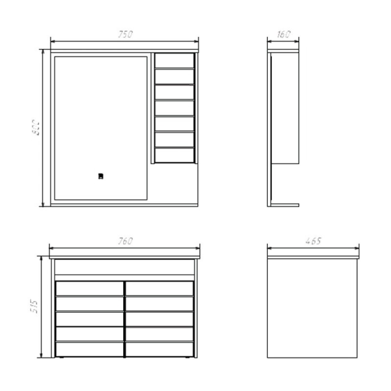 Тумба с раковиной Comfortу Кемер 00-00017883CF, подвесная, 75 см, цвет антрацит/дуб тёмно-коричневый
