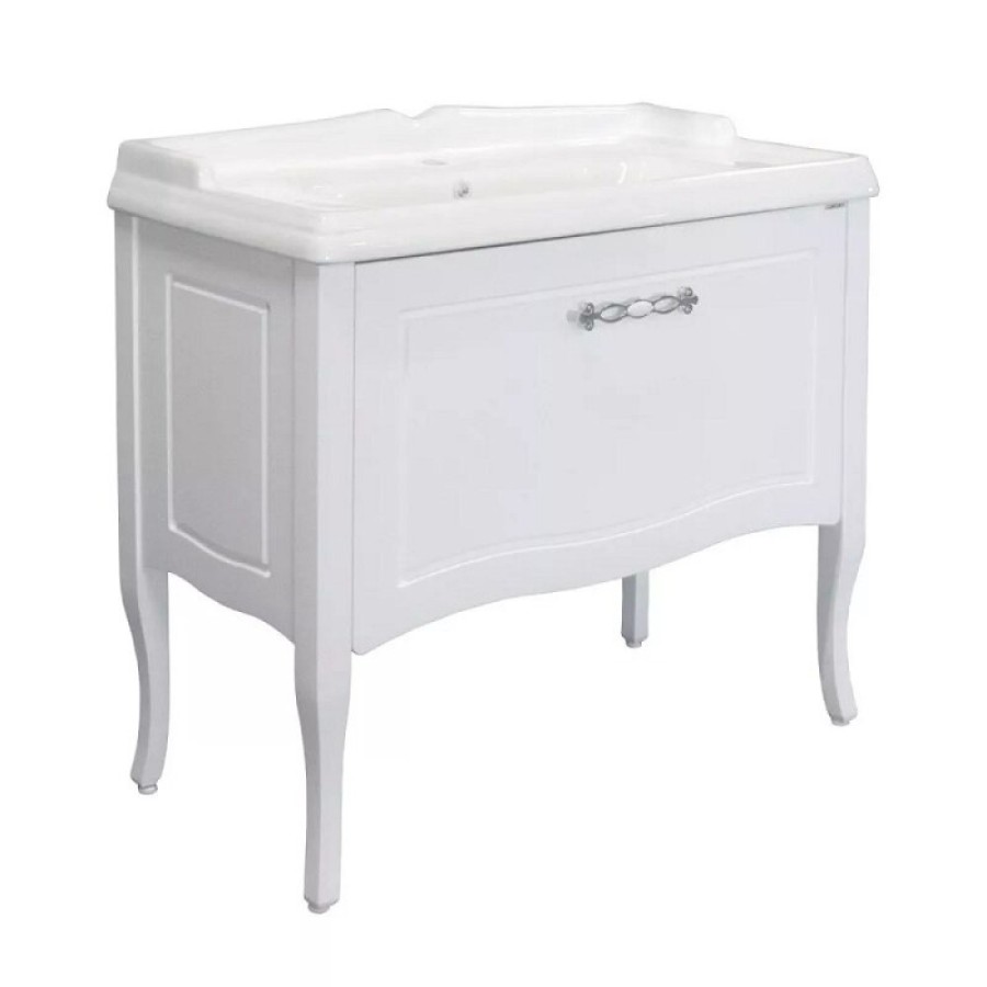 Тумба с раковиной Comfortу Павия 00-00017943, 100 см, цвет белый глянец