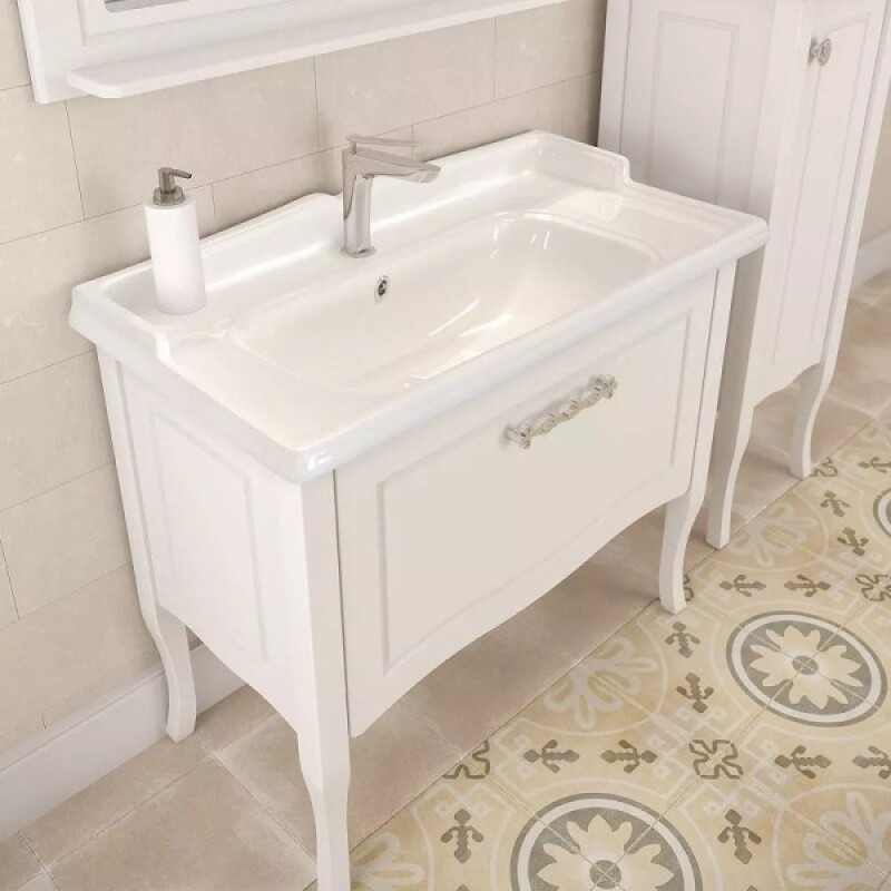Тумба с раковиной Comfortу Павия 00-00017943, 100 см, цвет белый глянец
