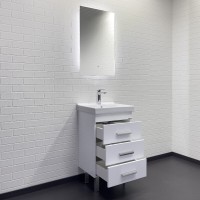 Тумба с раковиной Comfortу Никосия 00-00018023CF, напольная, 50 см, цвет белый глянец
