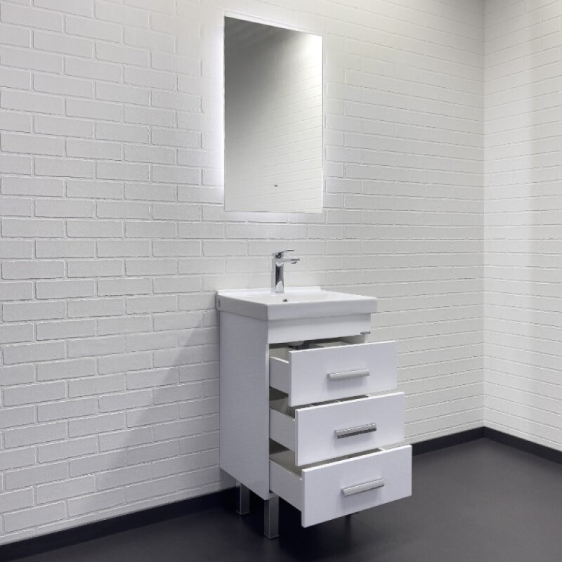 Тумба с раковиной Comfortу Никосия 00-00018023CF, напольная, 50 см, цвет белый глянец