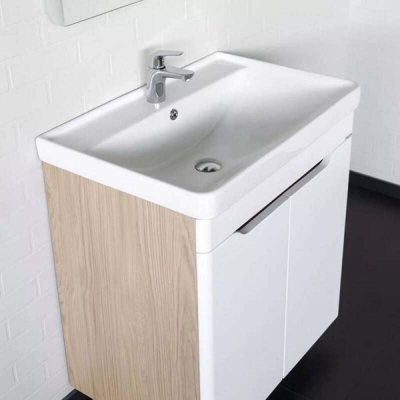 Тумба Comforty Печора 00-00018366, 70 см, с раковиной Comforty 4470, цвет белый матовый