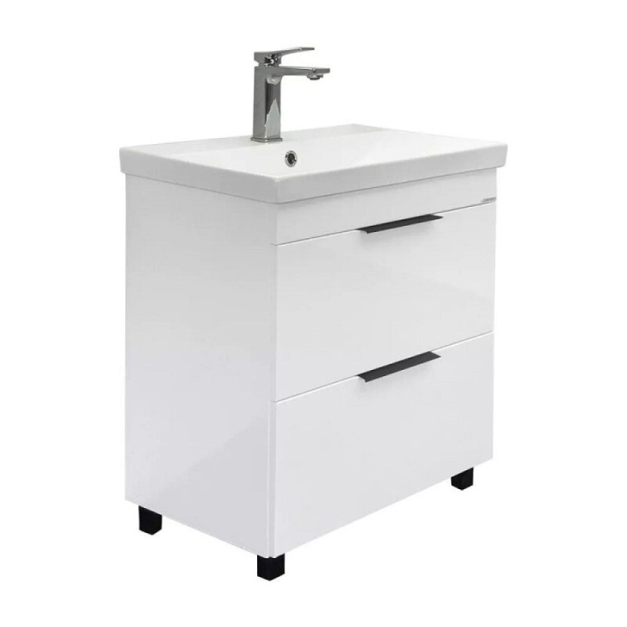 Тумба с раковиной Comforty Кама 00-00018648, 60 см, напольная, цвет белый глянец