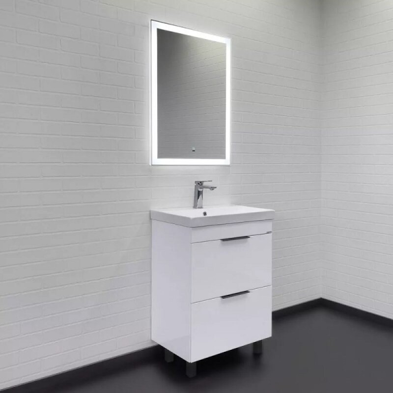 Тумба с раковиной Comforty Кама 00-00018648, 60 см, напольная, цвет белый глянец