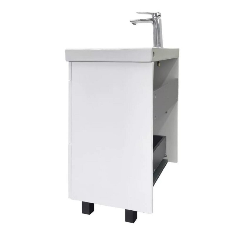 Тумба с раковиной Comforty Кама 00-00018648, 60 см, напольная, цвет белый глянец
