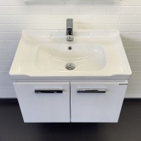 Тумба с раковиной Comfortу Рига 00-00018684, 70 см, подвесная, цвет белый глянец