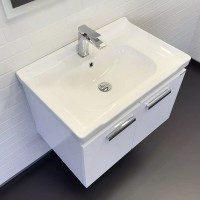 Тумба с раковиной Comfortу Рига 00-00018684, 70 см, подвесная, цвет белый глянец
