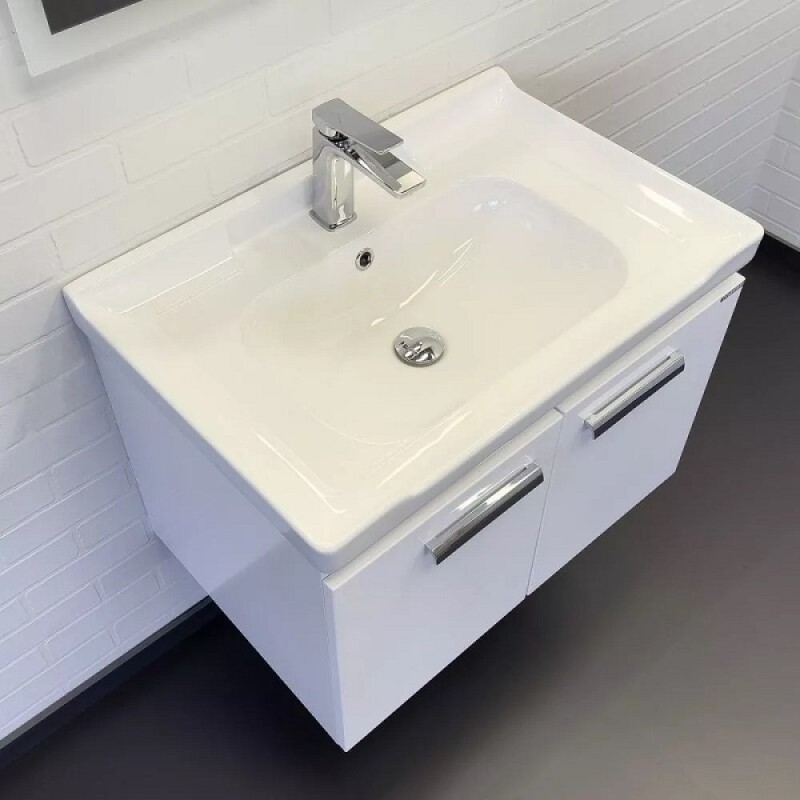 Тумба с раковиной Comfortу Рига 00-00018684, 70 см, подвесная, цвет белый глянец