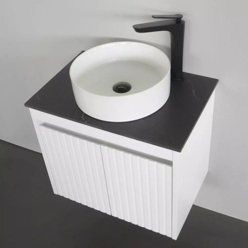 Тумба с раковиной Comforty Двина 00-00019069, 60 см, столешница калакатта блэк, цвет белый