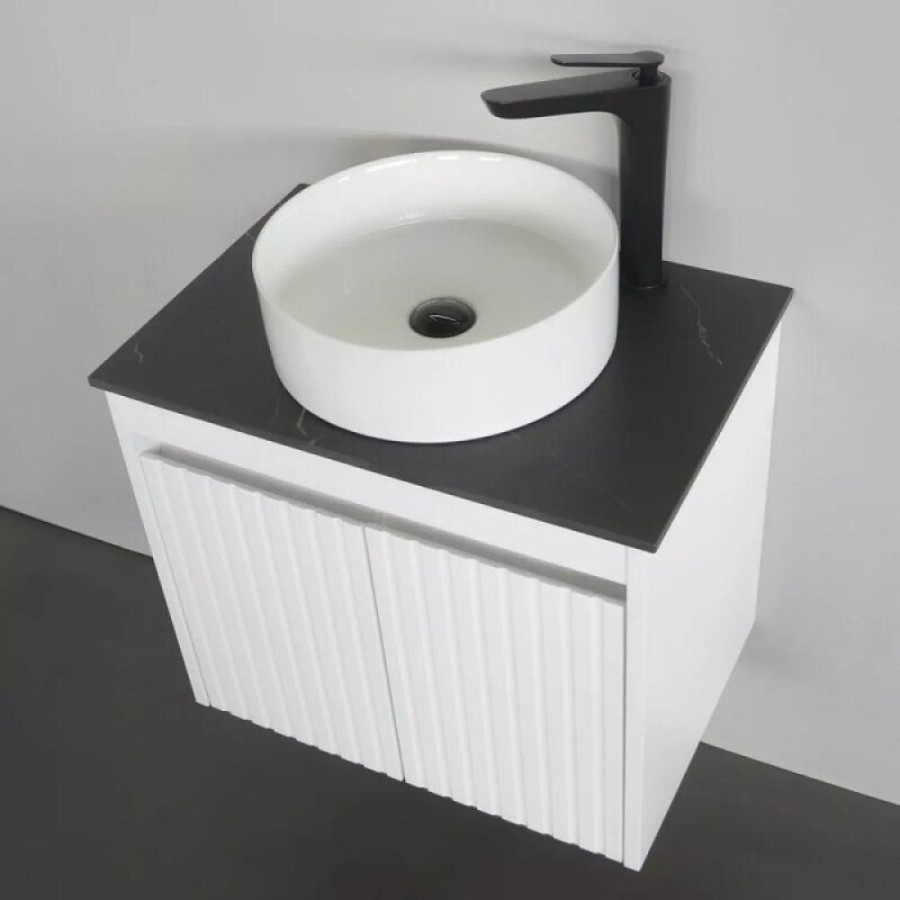 Тумба с раковиной Comforty Двина 00-00019069, 60 см, столешница калакатта блэк, цвет белый