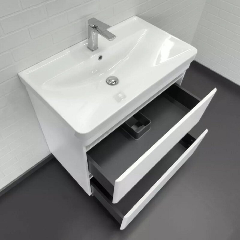 Тумба с раковиной Comforty Валдай 00-00019070, 80 см, напольная, цвет белый матовый