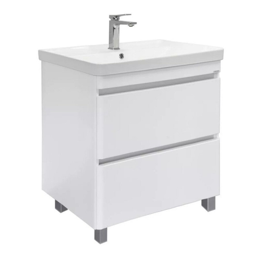 Тумба с раковиной Comforty Валдай 00-00019070, 80 см, напольная, цвет белый матовый