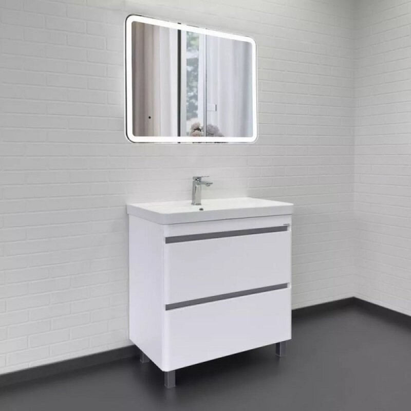 Тумба с раковиной Comforty Валдай 00-00019070, 80 см, напольная, цвет белый матовый