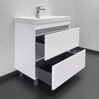 Тумба с раковиной Comforty Валдай 00-00019070, 80 см, напольная, цвет белый матовый