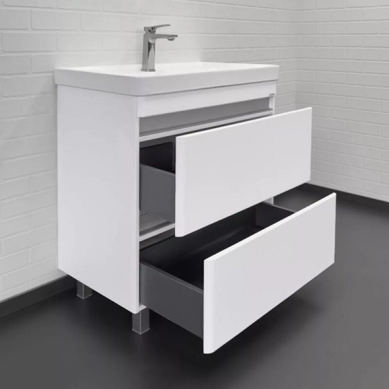 Тумба с раковиной Comforty Валдай 00-00019070, 80 см, напольная, цвет белый матовый