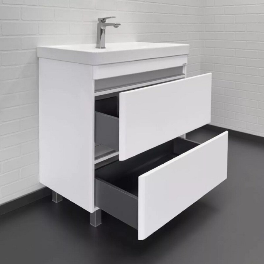 Тумба с раковиной Comforty Валдай 00-00019070, 80 см, напольная, цвет белый матовый