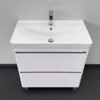 Тумба с раковиной Comforty Валдай 00-00019070, 80 см, напольная, цвет белый матовый