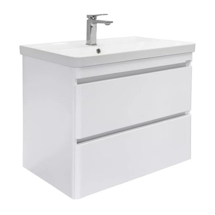 Тумба с раковиной Comforty Валдай 00-00019071, 80 см, подвесная, цвет белый матовый