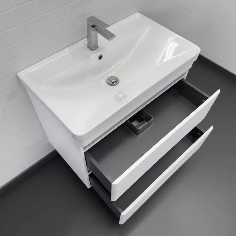 Тумба с раковиной Comforty Валдай 00-00019071, 80 см, подвесная, цвет белый матовый