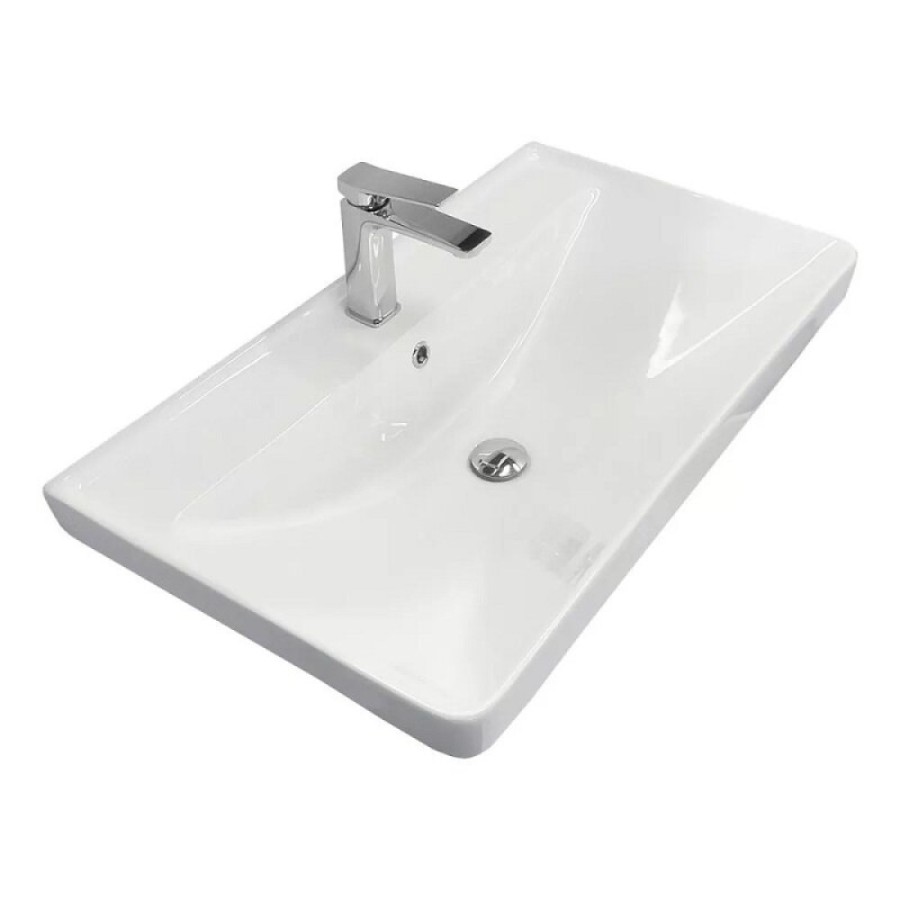 Тумба с раковиной Comforty Валдай 00-00019144, 80 см, подвесная, цвет белый матовый