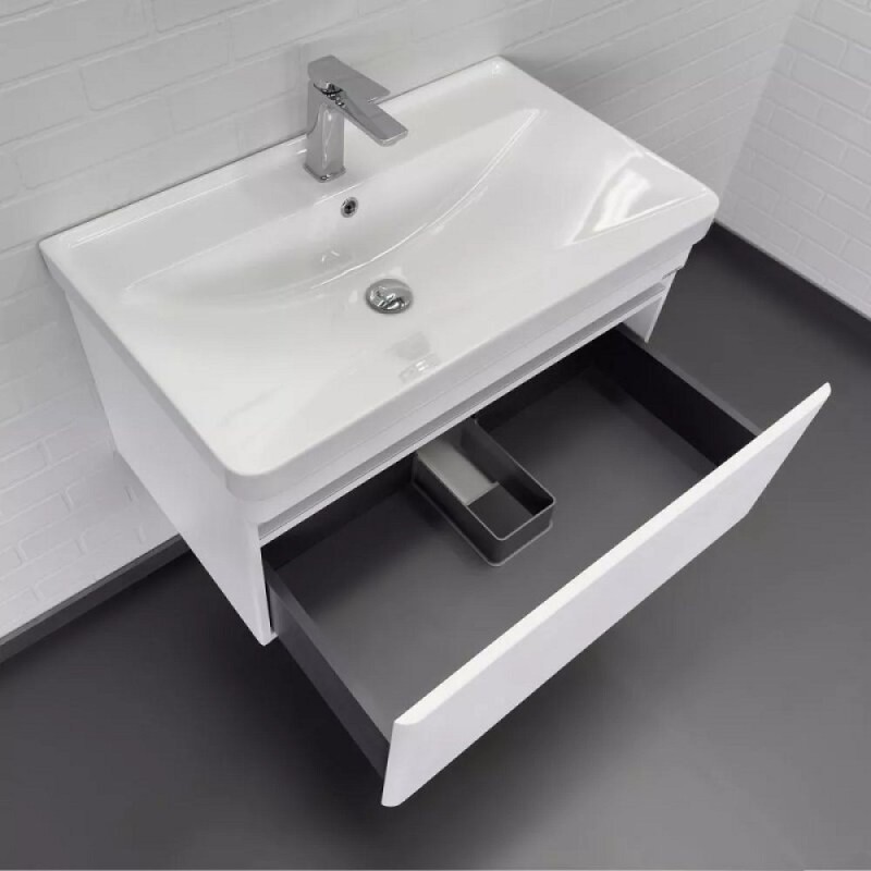 Тумба с раковиной Comforty Валдай 00-00019144, 80 см, подвесная, цвет белый матовый