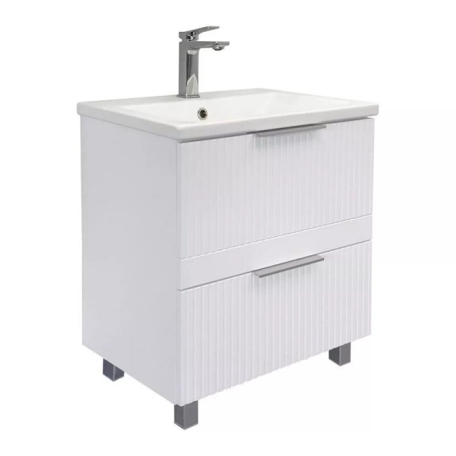 Тумба с раковиной Comfortу Лима 00-00019173, 60 см, напольная, цвет белый матовый