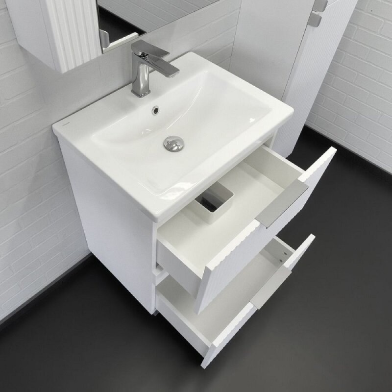Тумба с раковиной Comfortу Лима 00-00019173, 60 см, напольная, цвет белый матовый