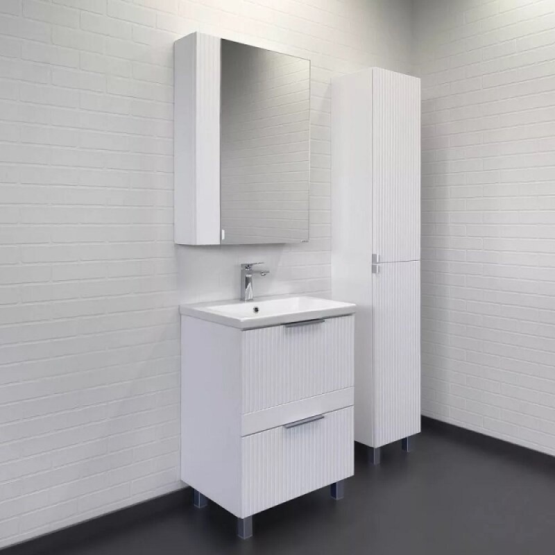 Тумба с раковиной Comfortу Лима 00-00019173, 60 см, напольная, цвет белый матовый
