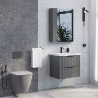 Тумба с раковиной Comfortу Лима 00-00019176, 60 см, подвесная, цвет антрацит