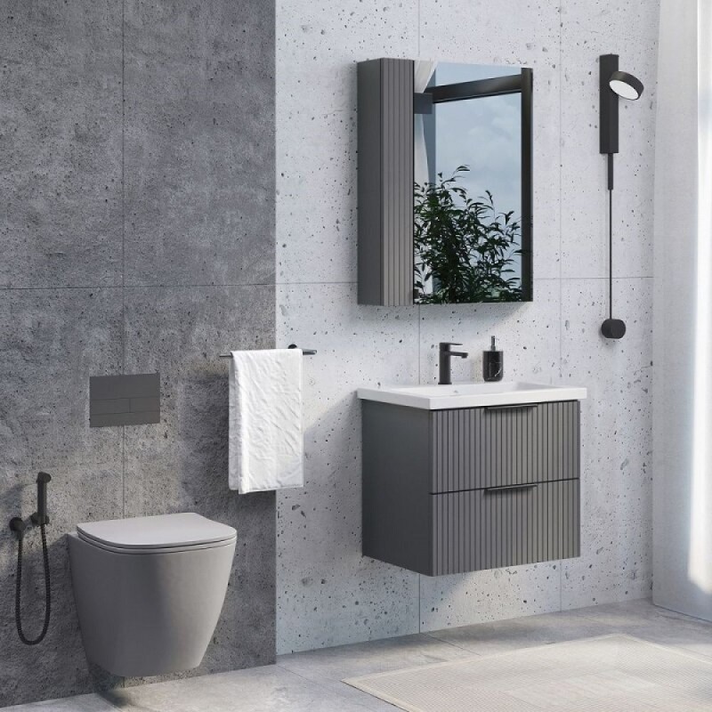 Тумба с раковиной Comfortу Лима 00-00019176, 60 см, подвесная, цвет антрацит