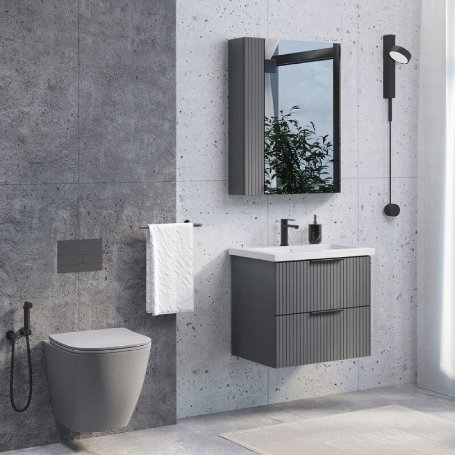 Тумба с раковиной Comfortу Лима 00-00019176, 60 см, подвесная, цвет антрацит