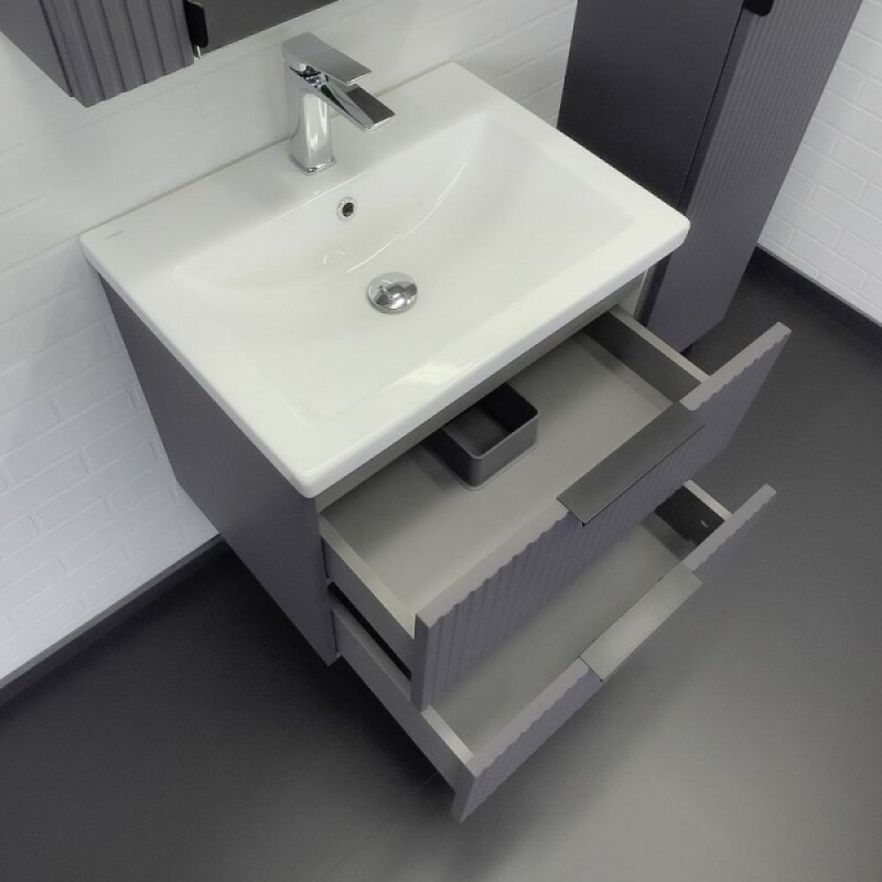 Тумба с раковиной Comfortу Лима 00-00019176, 60 см, подвесная, цвет антрацит