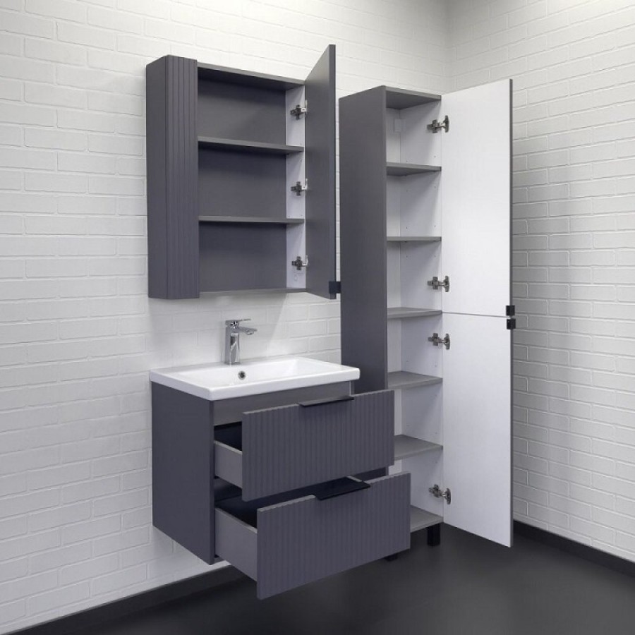 Тумба с раковиной Comfortу Лима 00-00019176, 60 см, подвесная, цвет антрацит