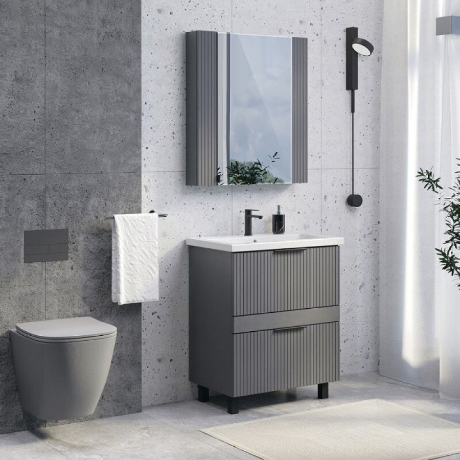 Тумба с раковиной Comfortу Лима 00-00019179, 70 см, напольная, цвет антрацит