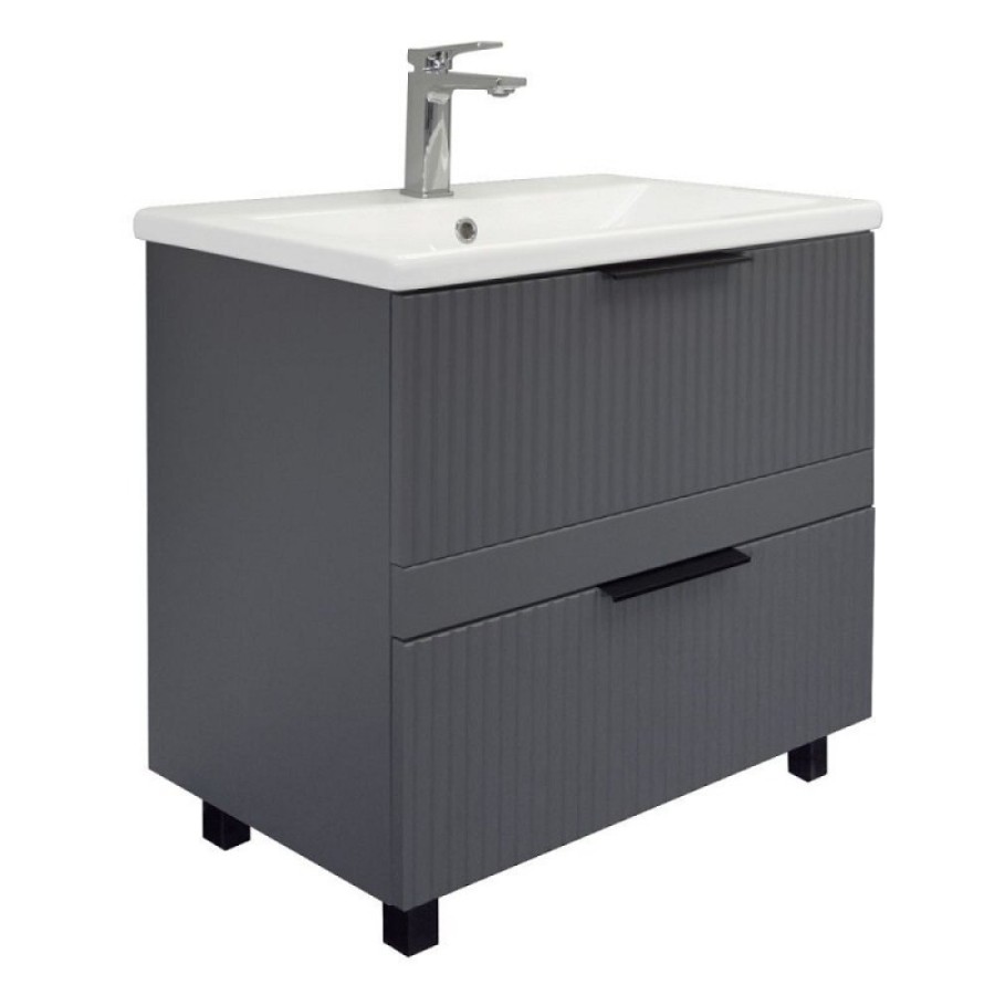Тумба с раковиной Comfortу Лима 00-00019179, 70 см, напольная, цвет антрацит