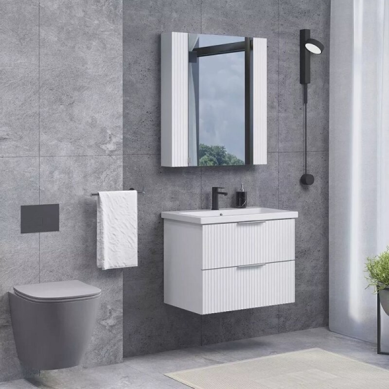 Тумба с раковиной Comfortу Лима 00-00019188, 70 см, подвесная, цвет белый матовый