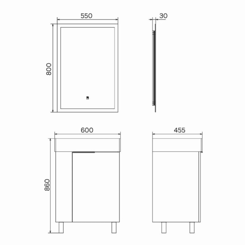 Тумба с раковиной Comfortу Асти 00-00019190CF, напольная, 60 см, цвет бетон светлый