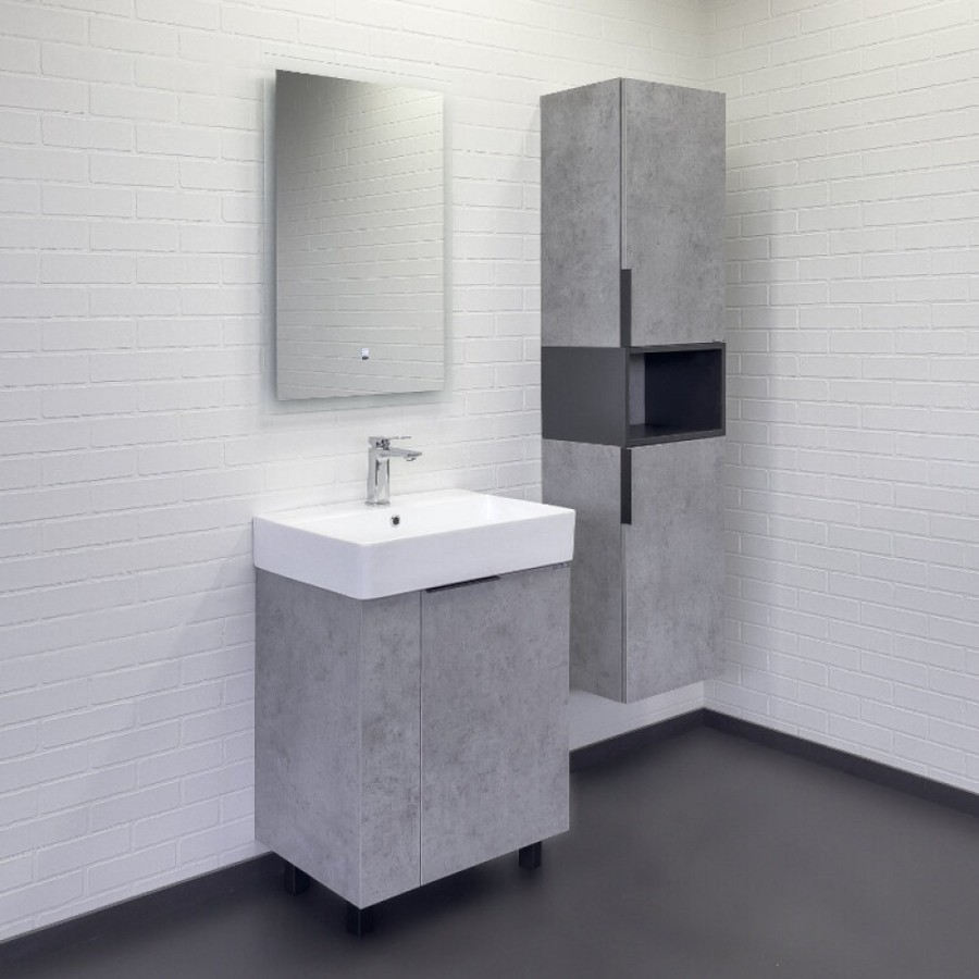 Тумба с раковиной Comfortу Асти 00-00019190CF, напольная, 60 см, цвет бетон светлый