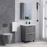 Тумба с раковиной Comfortу Лима 00-00019209, 60 см, напольная, цвет антрацит