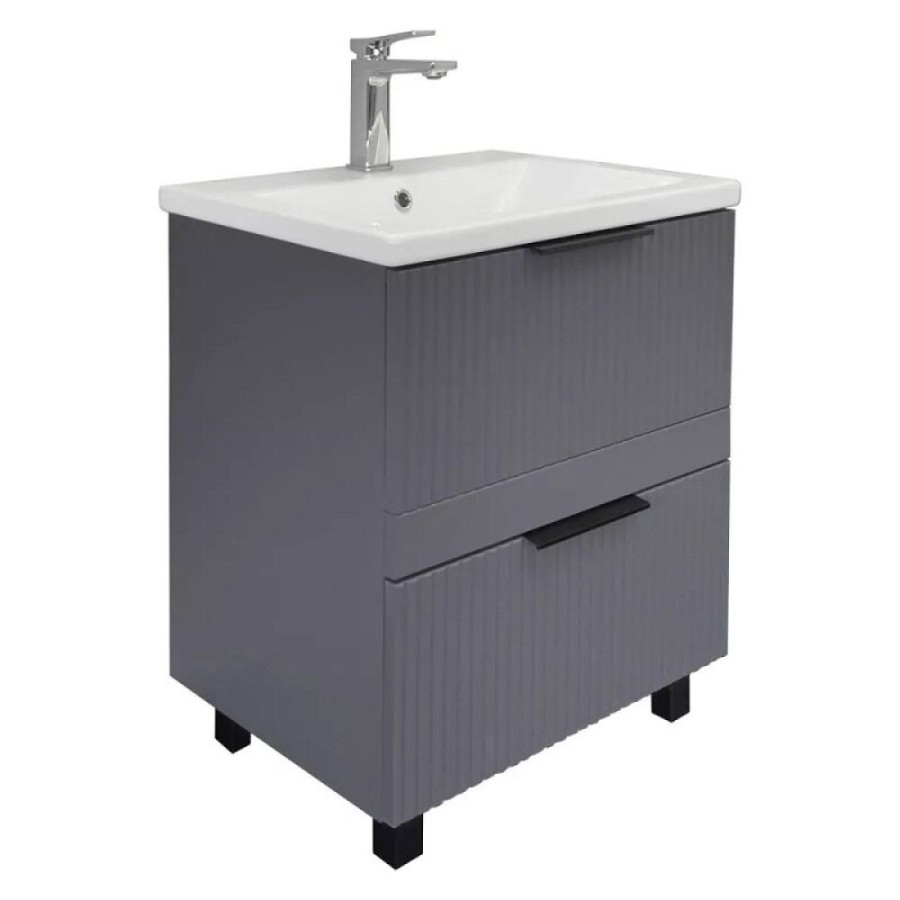 Тумба с раковиной Comfortу Лима 00-00019209, 60 см, напольная, цвет антрацит