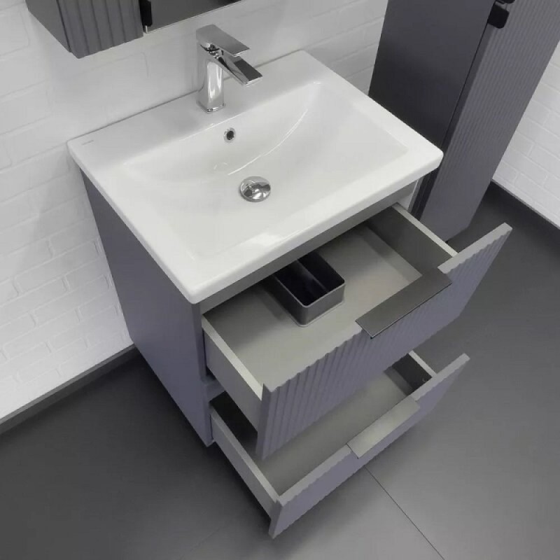 Тумба с раковиной Comfortу Лима 00-00019209, 60 см, напольная, цвет антрацит