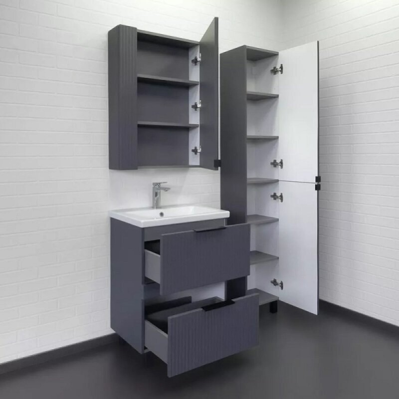 Тумба с раковиной Comfortу Лима 00-00019209, 60 см, напольная, цвет антрацит
