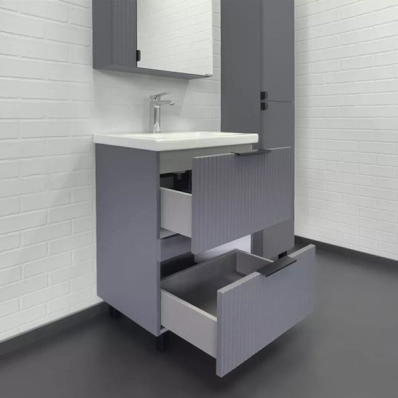 Тумба с раковиной Comfortу Лима 00-00019209, 60 см, напольная, цвет антрацит