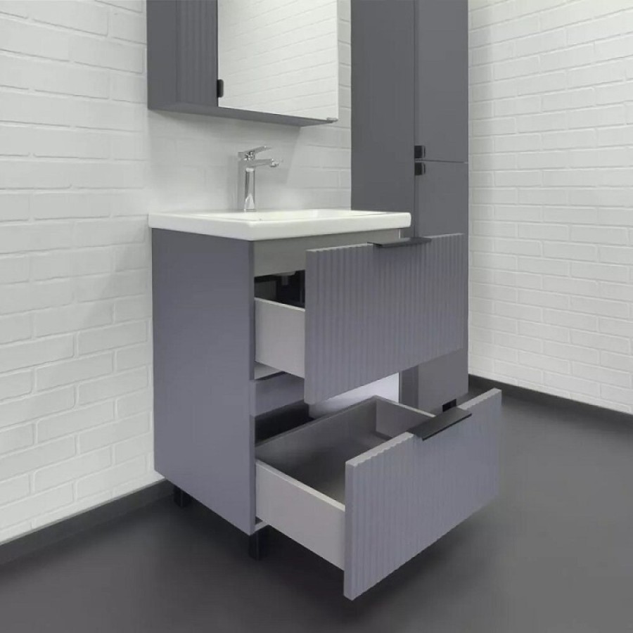 Тумба с раковиной Comfortу Лима 00-00019209, 60 см, напольная, цвет антрацит