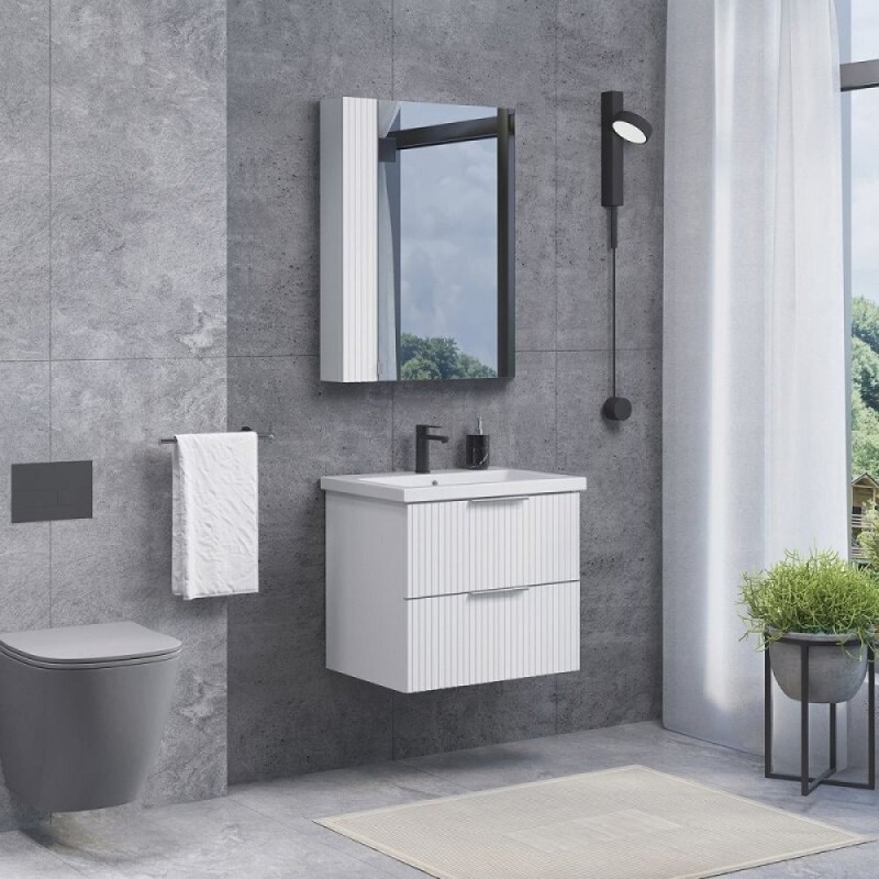 Тумба с раковиной Comfortу Лима 00-00019210, 60 см, подвесная, цвет белый матовый