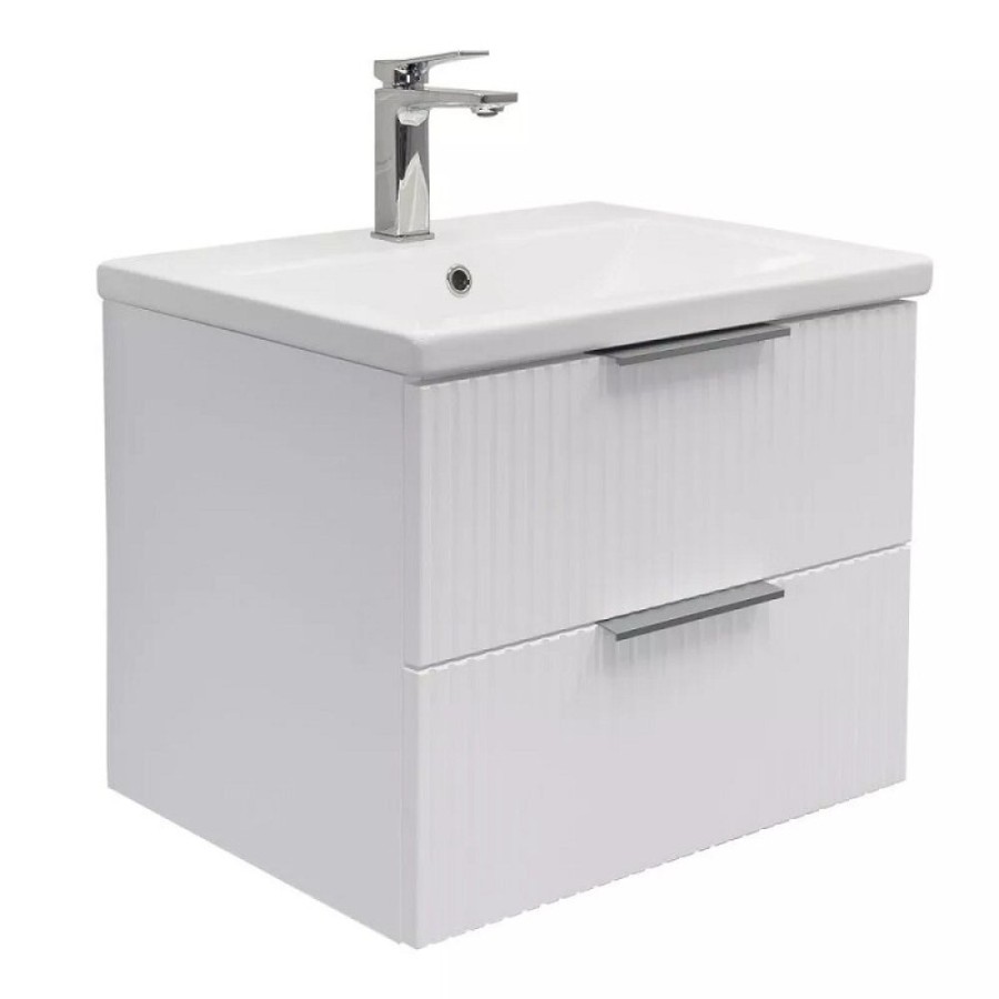 Тумба с раковиной Comfortу Лима 00-00019210, 60 см, подвесная, цвет белый матовый